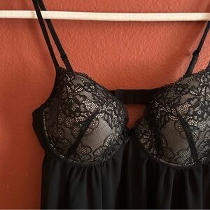 H&M Black Sheer Sexy Teddy Babydoll Lingerie US Size 10